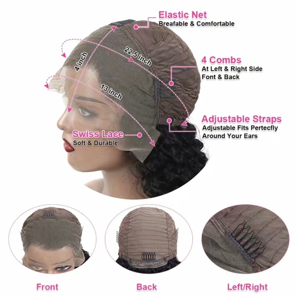 20” 180% Density Natural Black Kinky Curly 13x4 Lace Frontal Brazilian Hair Wig - Picture 7 of 10